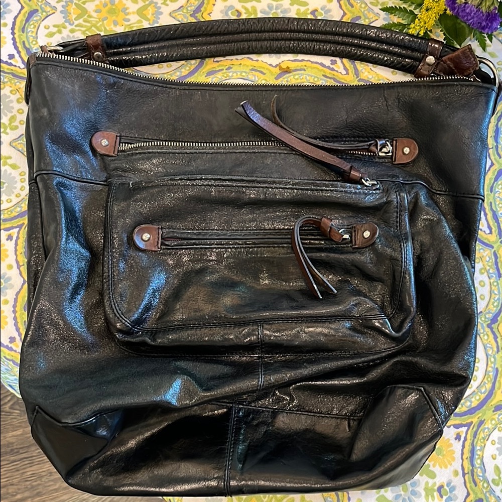 Black Leather Tote Bag